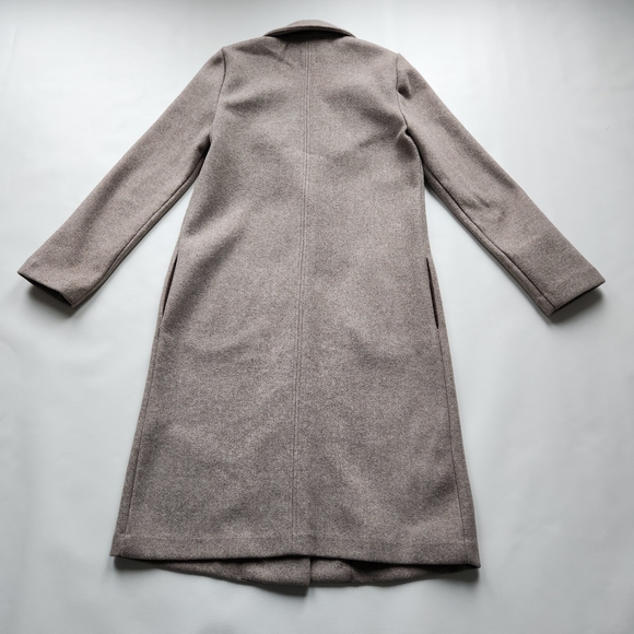Zara Long Tan Coat With Button - Picture 4 of 15